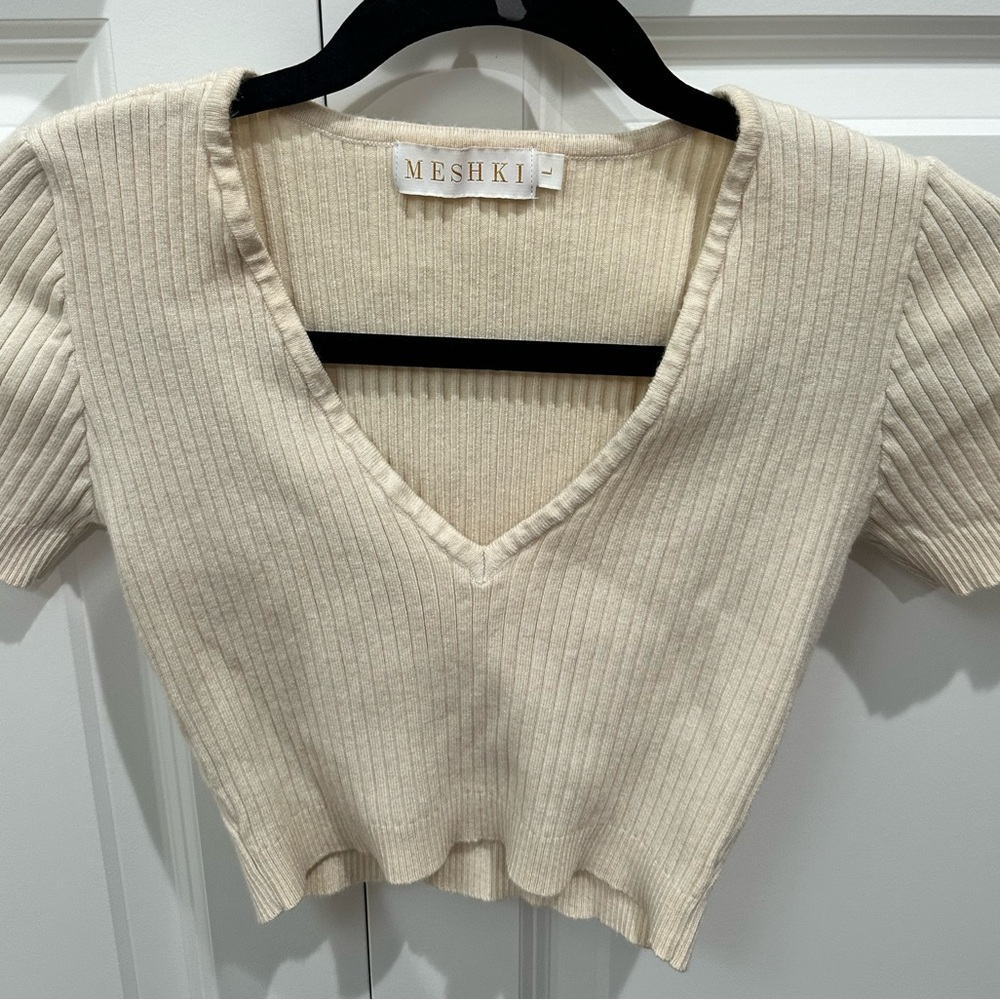 Meshki Cream Ribbed Knit Ensemble - Picture 2 of 3